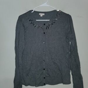 Merona Gray Cardigan with Black Accents